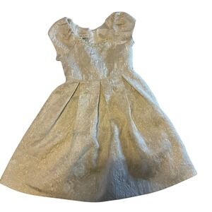 Bonnie Jean Girls Ivory Brocade Pearl Beaded Special Occasion Dress Size 5